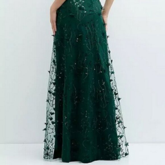 Dessy Collection Evergreen 3D Embroidered Off Shoulder Gown 3135 - Picture 6 of 6